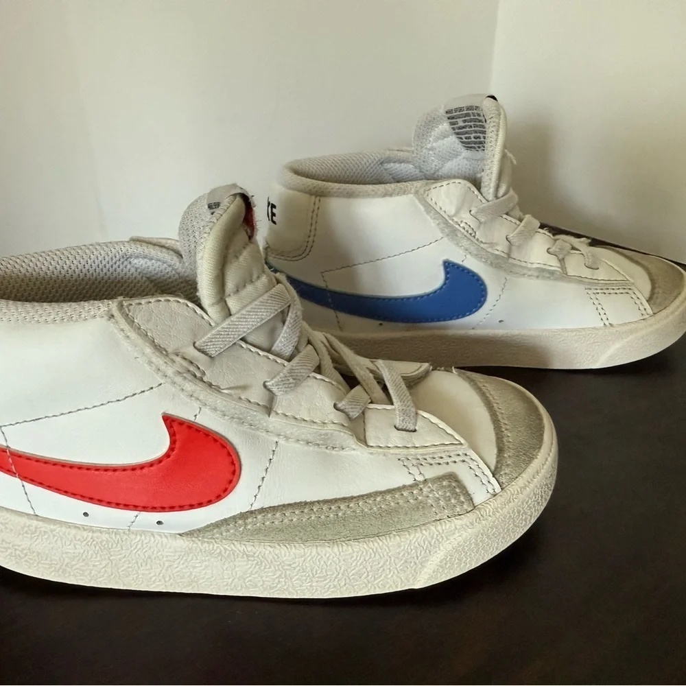 Nike Kids White and Gray High-Top Sneakers